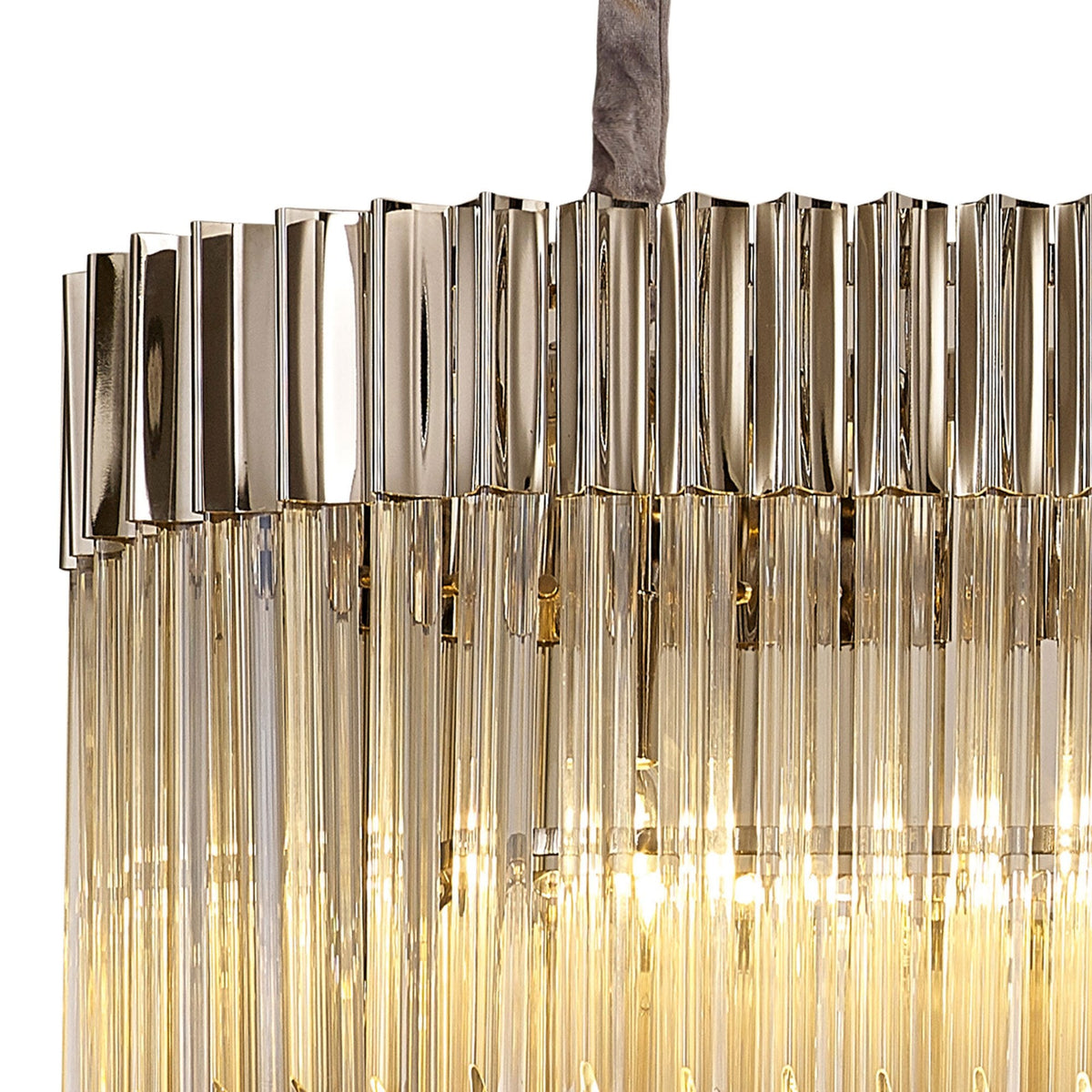 Kentisbeare 1500mm Linear Chandelier in Polished Nickel & Cognac Glass