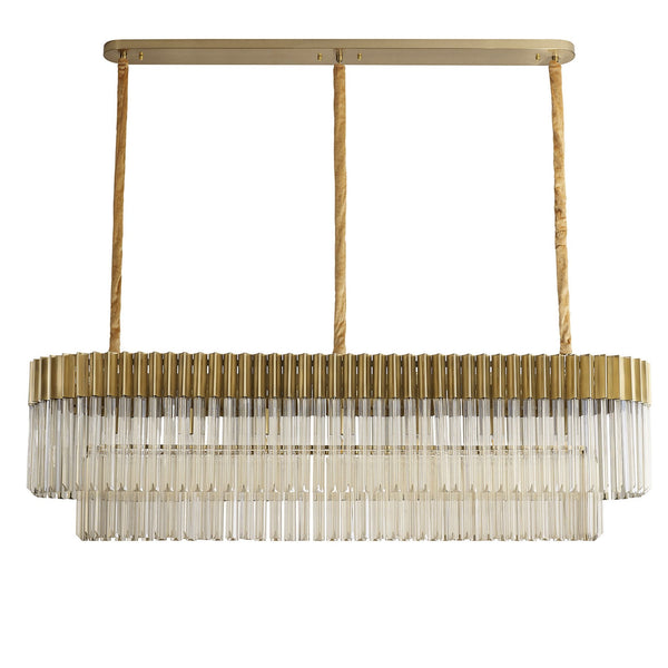 Kentisbeare 1500mm Linear Chandelier in Brass & Cognac Glass
