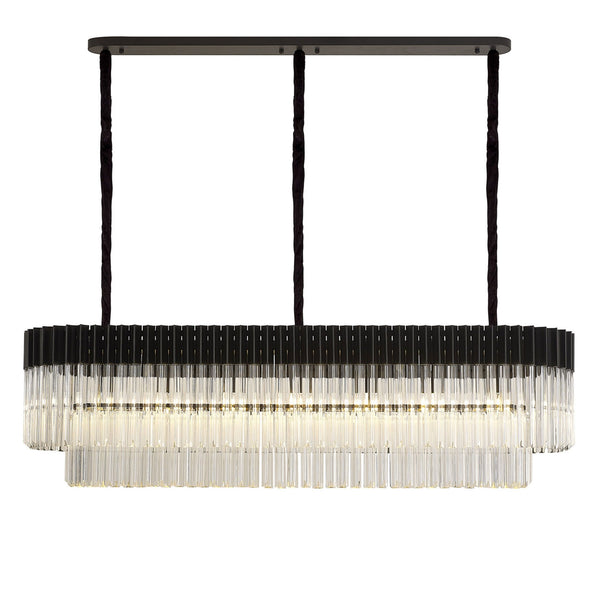 Kentisbeare 1500mm Linear Chandelier in Matt Black & Clear Glass