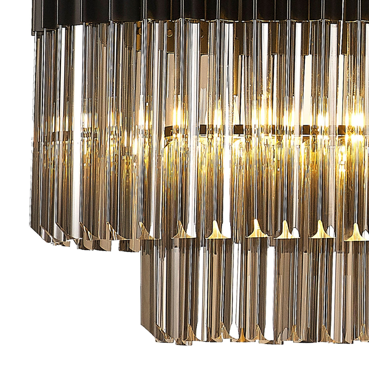 Kentisbeare 1500mm Linear Chandelier in Matt Black & Smoked Glass