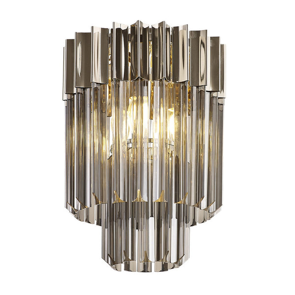 Kentisbeare 300mm Round Flush Chandelier in Polished Nickel & Smoked Glass
