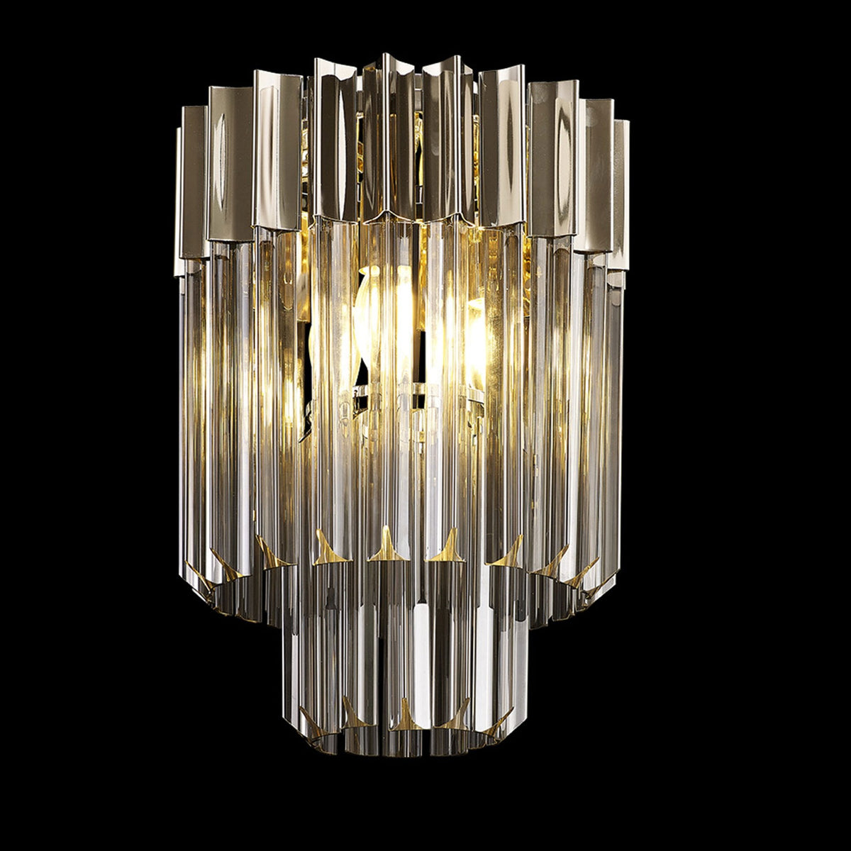 Kentisbeare 300mm Round Flush Chandelier in Polished Nickel & Smoked Glass
