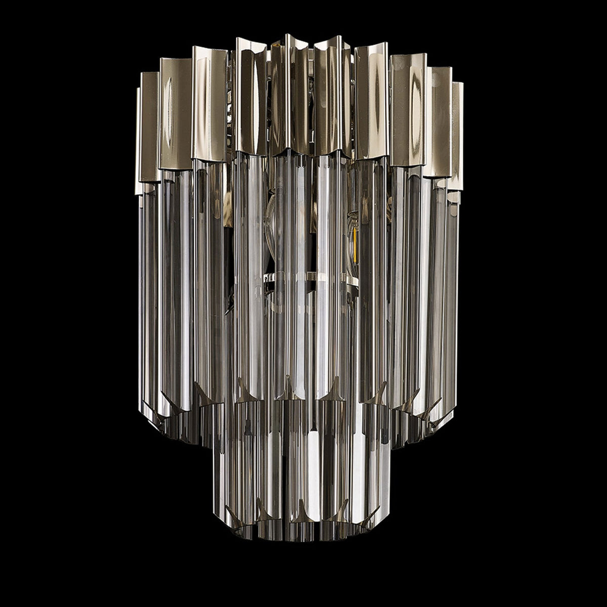 Kentisbeare 300mm Round Flush Chandelier in Polished Nickel & Smoked Glass