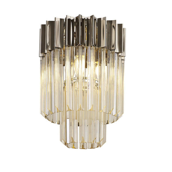 Kentisbeare 300mm Round Flush Chandelier in Polished Nickel & Cognac Glass