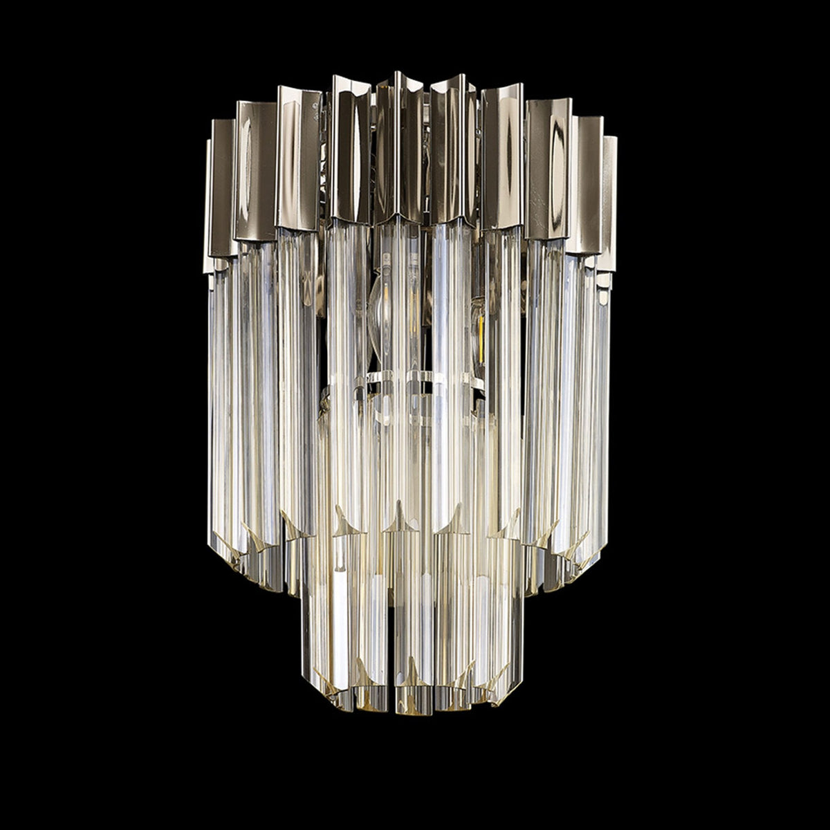 Kentisbeare 300mm Round Flush Chandelier in Polished Nickel & Cognac Glass