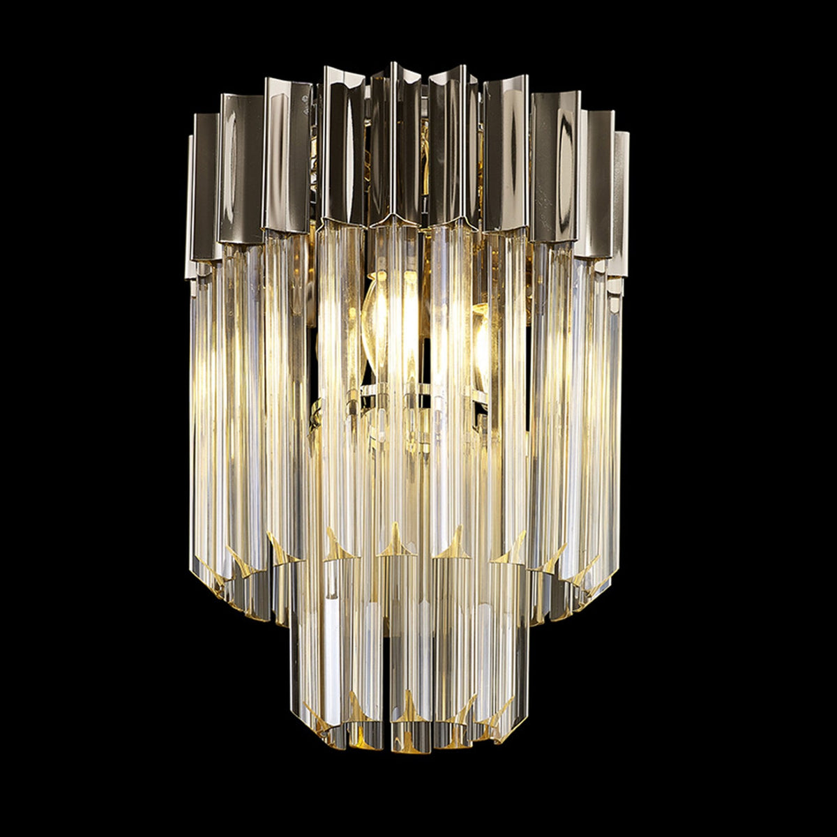 Kentisbeare 300mm Round Flush Chandelier in Polished Nickel & Cognac Glass