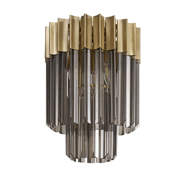 Kentisbeare 300mm Round Flush Chandelier in Brass & Smoked Glass