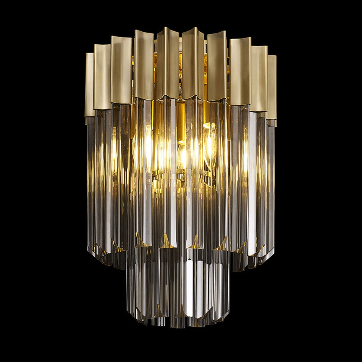Kentisbeare 300mm Round Flush Chandelier in Brass & Smoked Glass