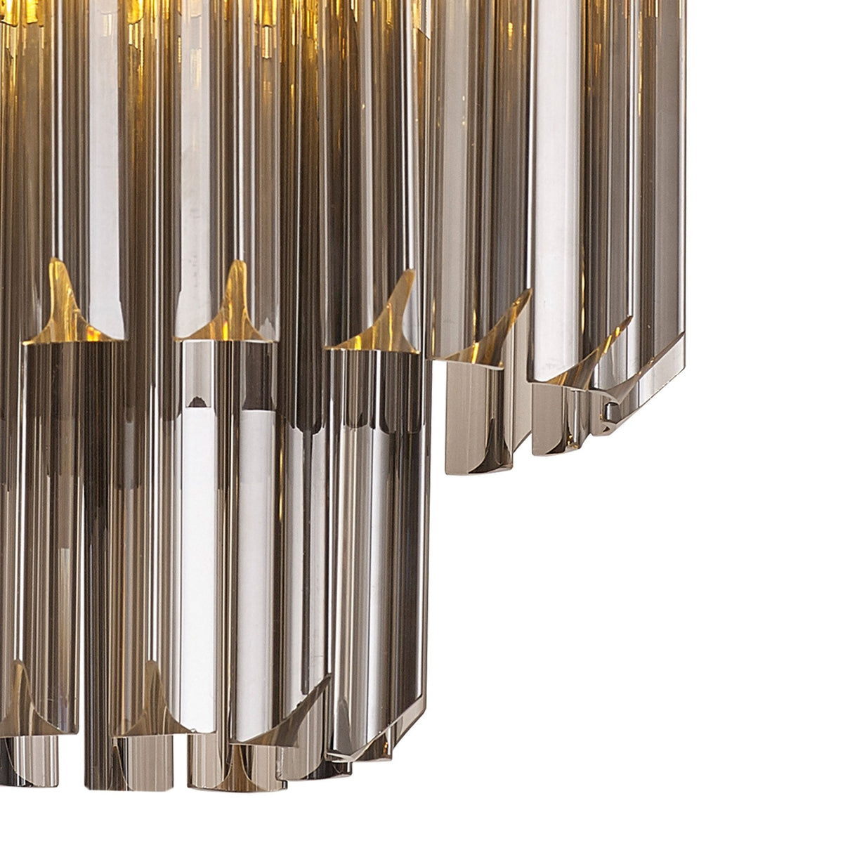 Kentisbeare 300mm Round Flush Chandelier in Brass & Smoked Glass