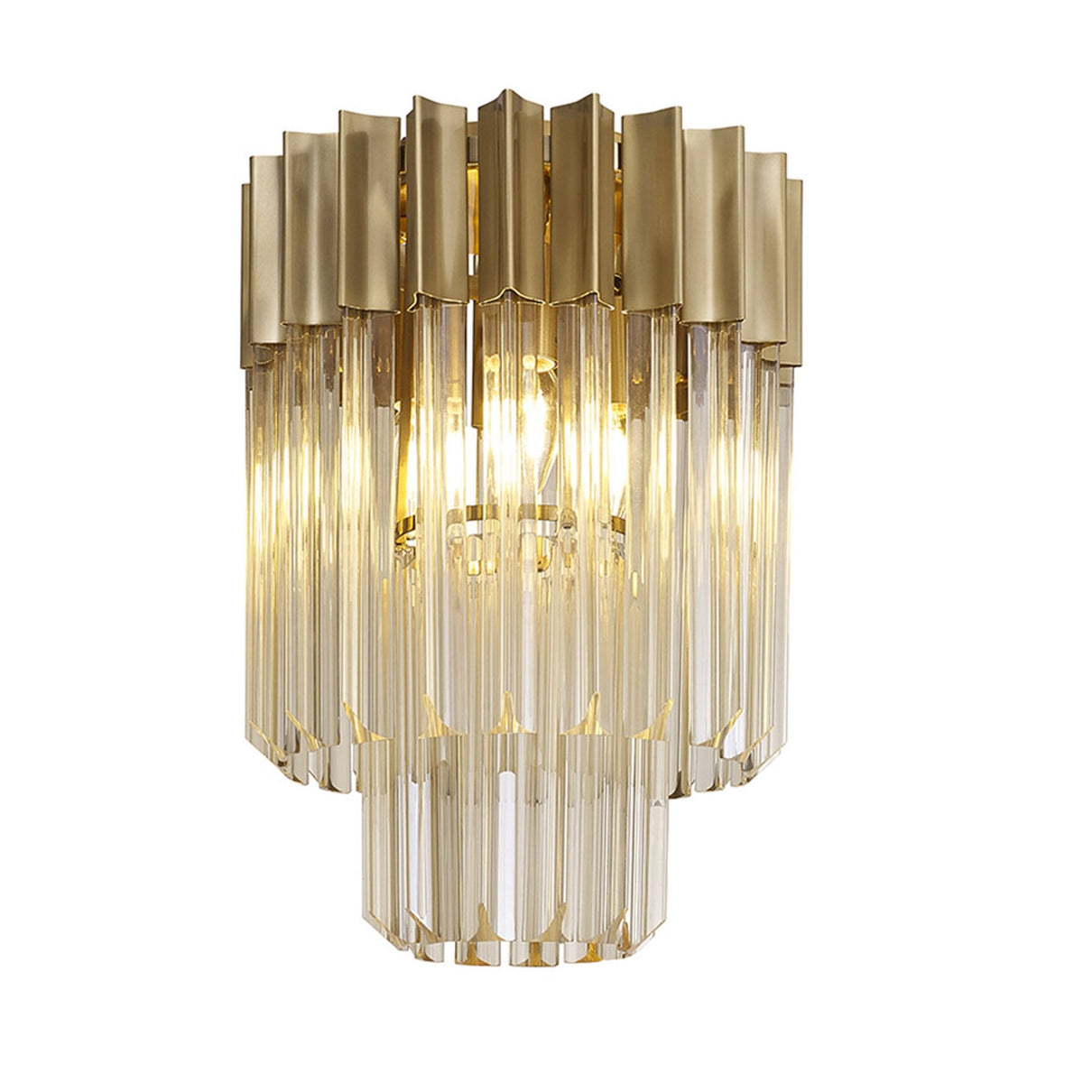 Kentisbeare 300mm Round Flush Chandelier in Brass & Cognac Glass