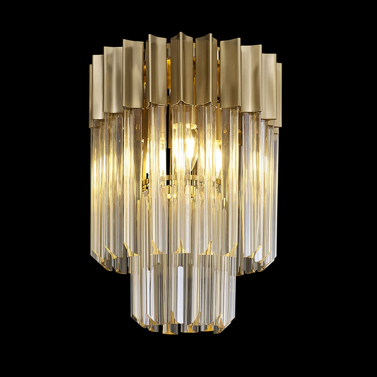 Kentisbeare 300mm Round Flush Chandelier in Brass & Cognac Glass