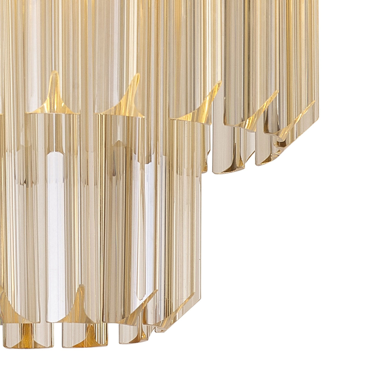 Kentisbeare 300mm Round Flush Chandelier in Brass & Cognac Glass