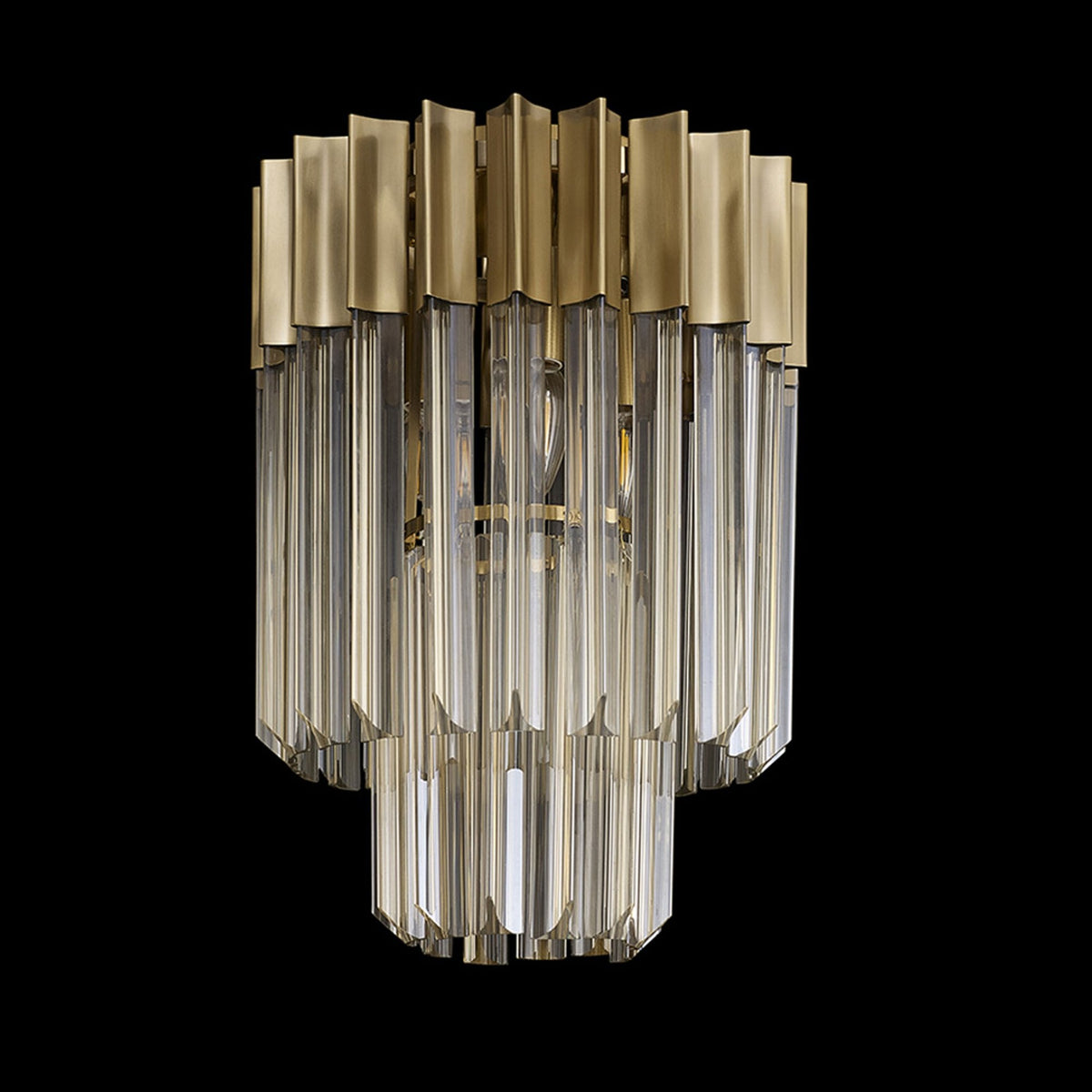 Kentisbeare 300mm Round Flush Chandelier in Brass & Cognac Glass