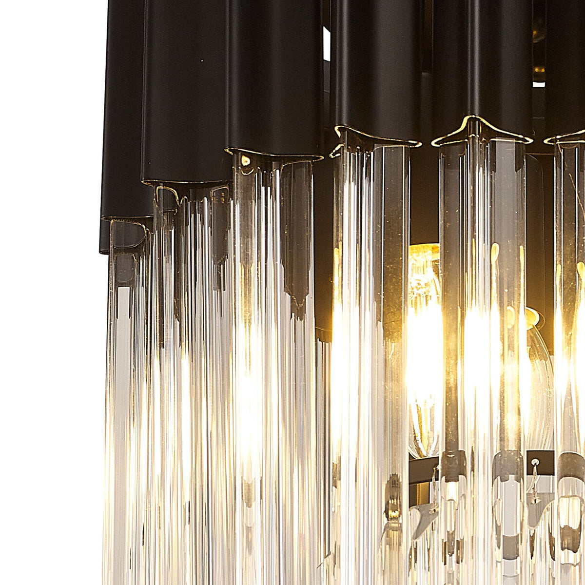 Kentisbeare 300mm Round Flush Chandelier in Matt Black & Clear Glass