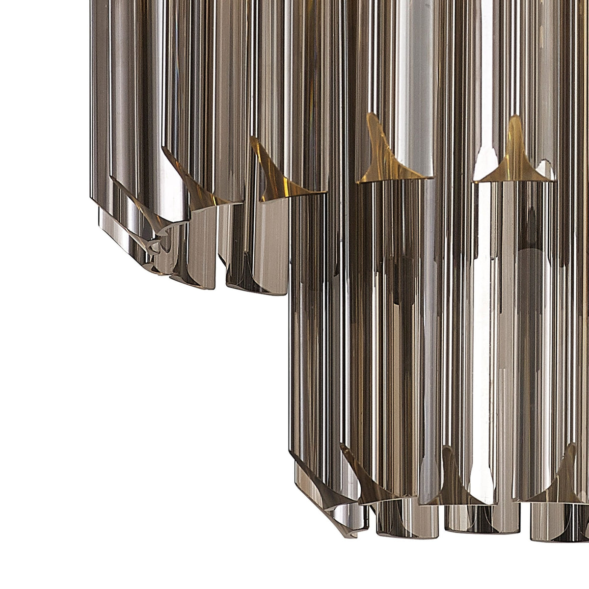Kentisbeare 300mm Round Flush Chandelier in Matt Black & Smoked Glass