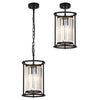 Torrington 1 Lamp 200mm Pendant in Satin Black with Clear Crystals