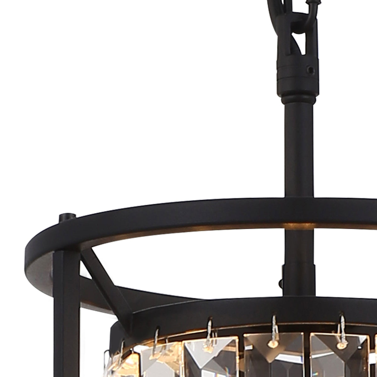 Torrington 1 Lamp 200mm Pendant in Satin Black with Clear Crystals
