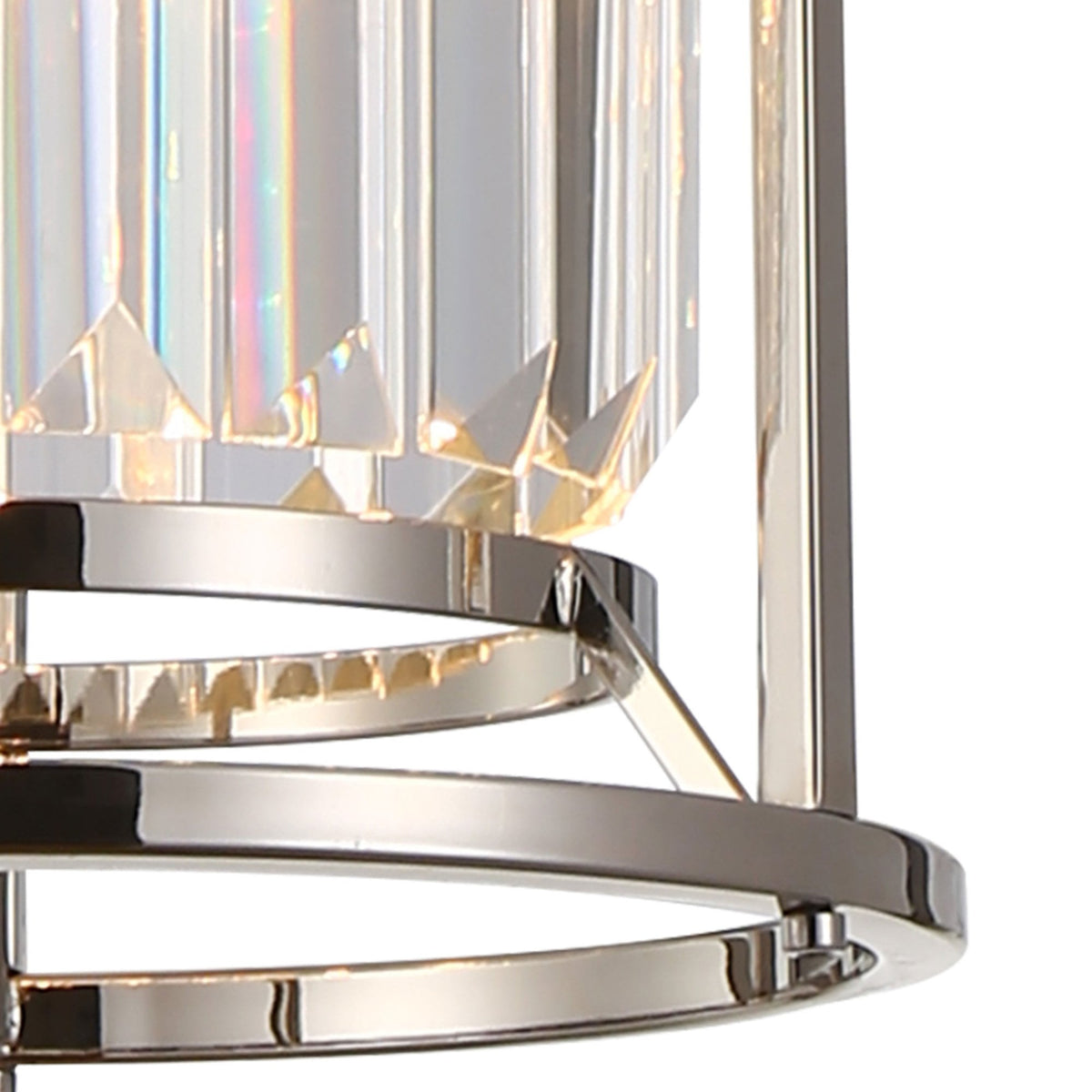 Torrington 1 Lamp 200mm Pendant in Polished Nickel with Clear Crystals
