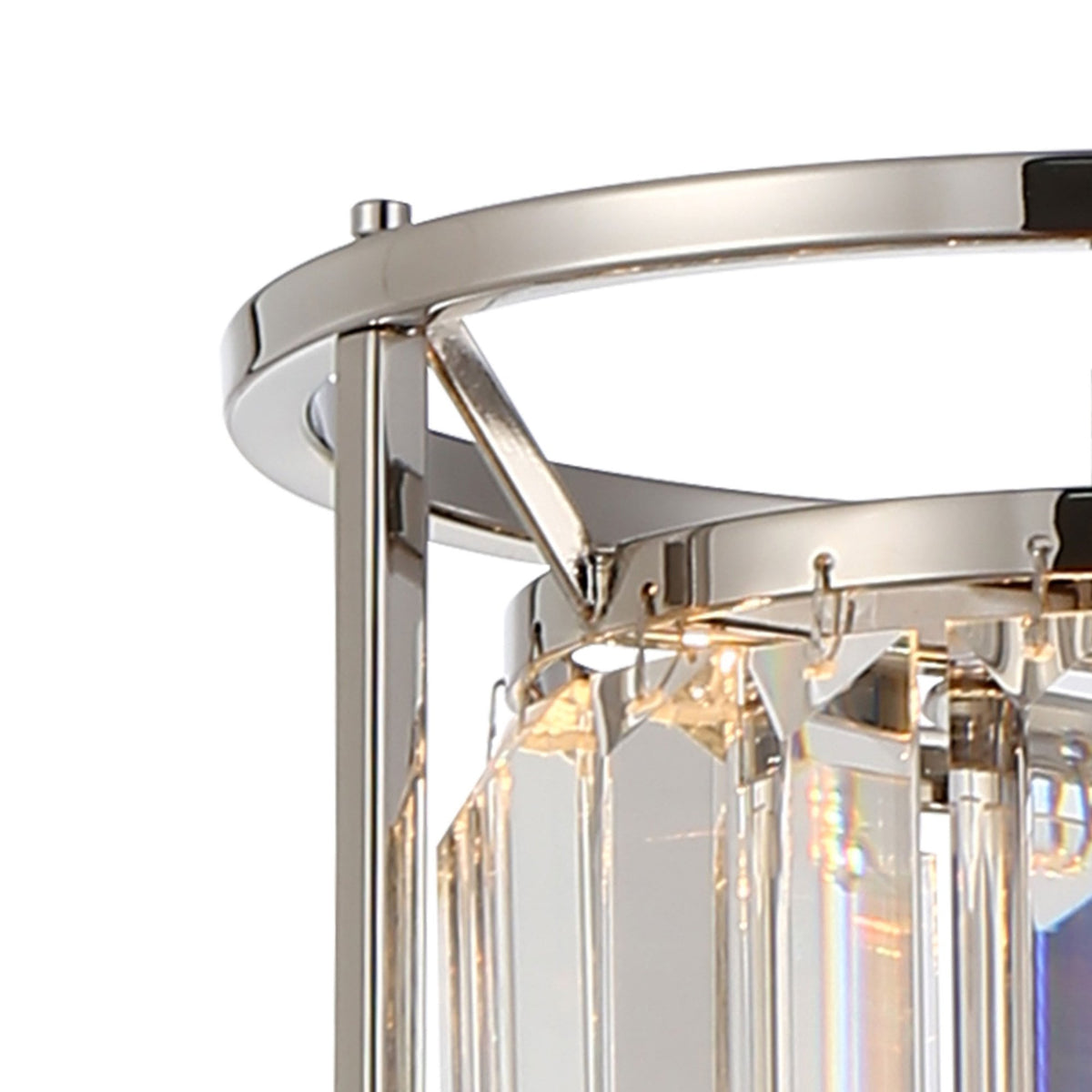 Torrington 1 Lamp 200mm Pendant in Polished Nickel with Clear Crystals