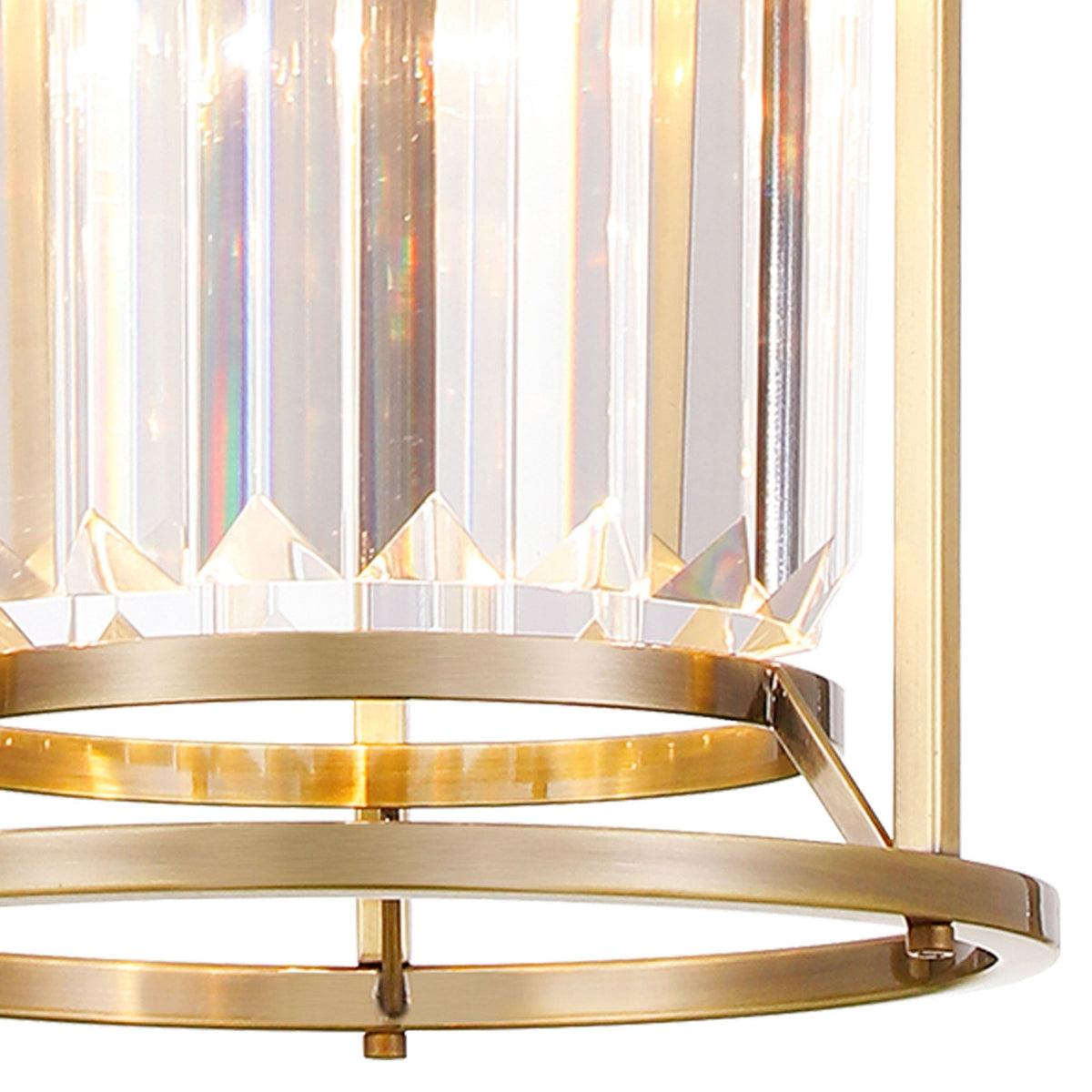 Torrington 1 Lamp 200mm Pendant in Antique Brass with Clear Crystals