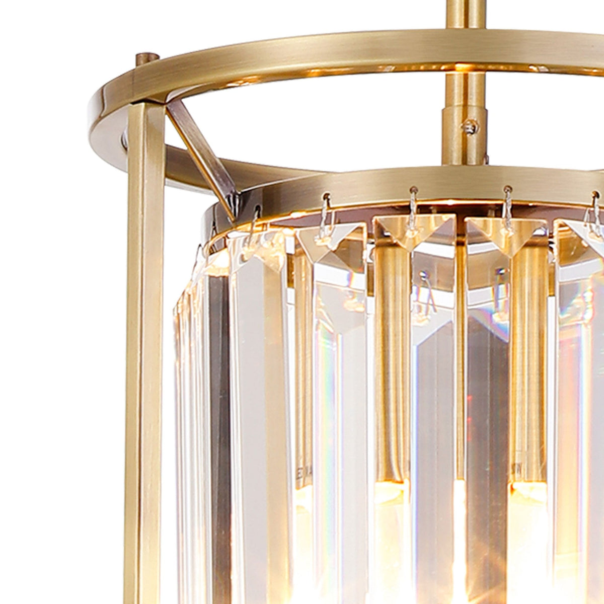 Torrington 1 Lamp 200mm Pendant in Antique Brass with Clear Crystals