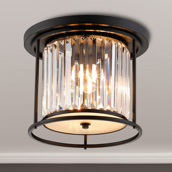 Torrington 3 Lamp 360mm Ceiling Light in Satin Black with Clear Crystals