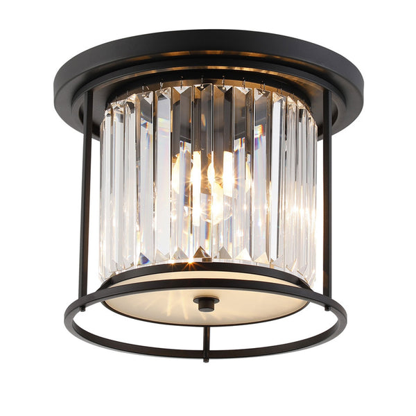 Torrington 3 Lamp 360mm Ceiling Light in Satin Black with Clear Crystals