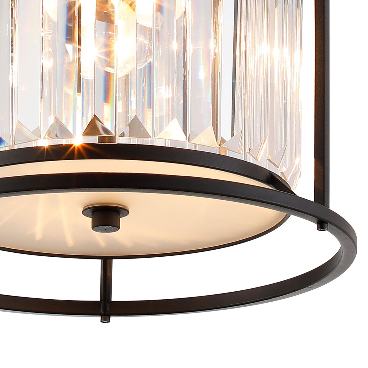 Torrington 3 Lamp 360mm Ceiling Light in Satin Black with Clear Crystals