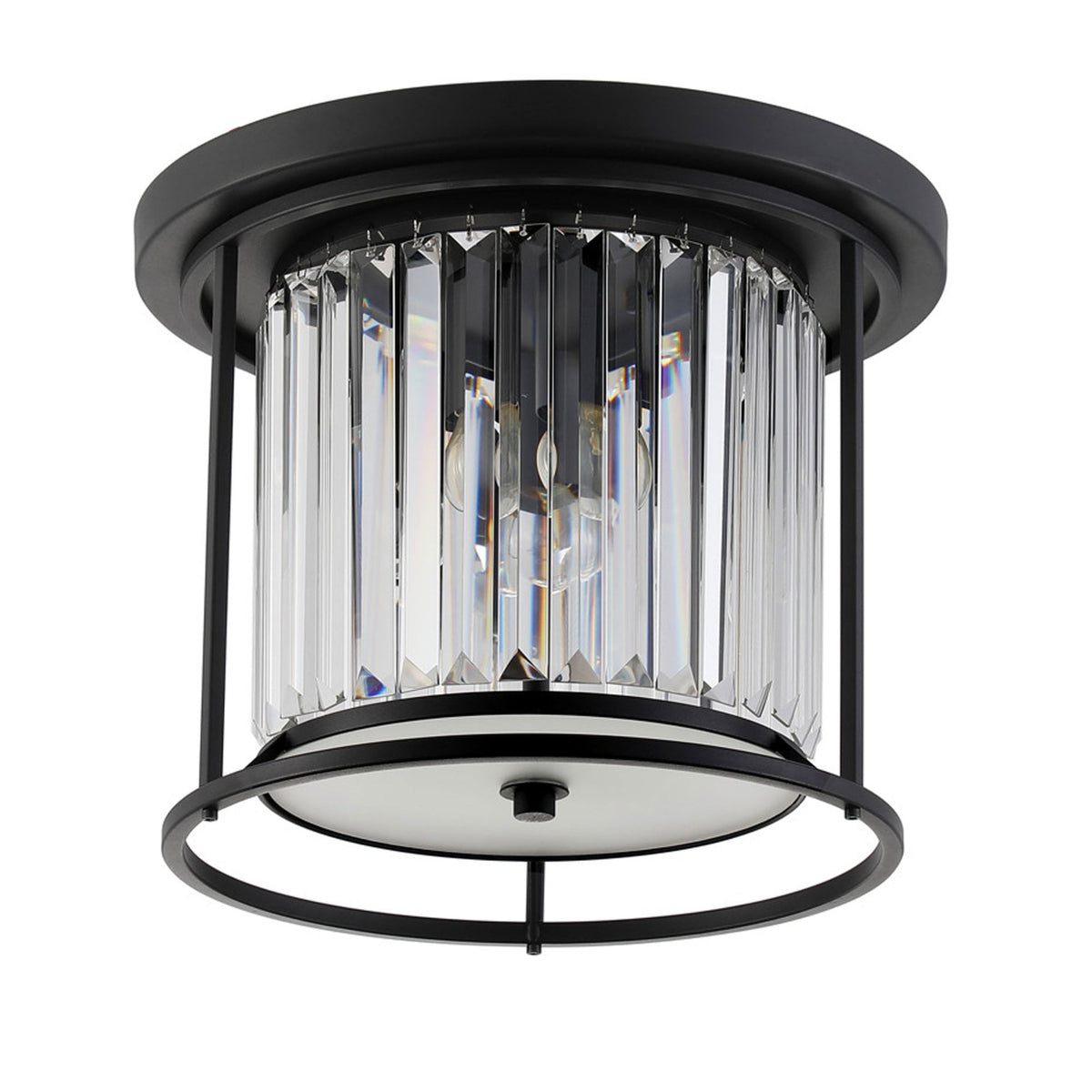 Torrington 3 Lamp 360mm Ceiling Light in Satin Black with Clear Crystals