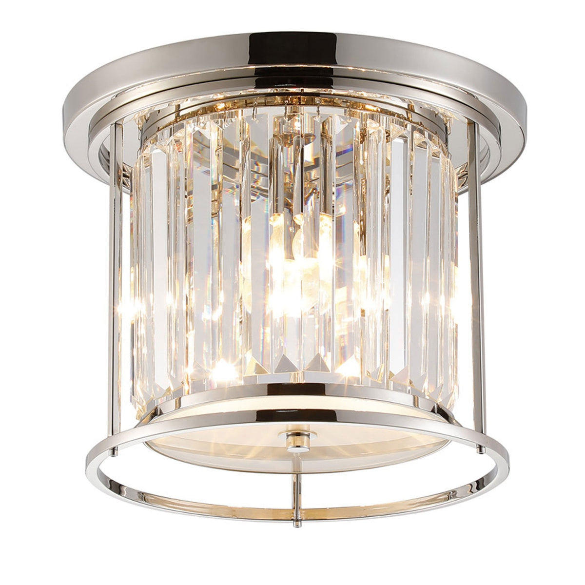 Torrington 3 Lamp 360mm Ceiling Light in Polished Nickel with Clear Crystals