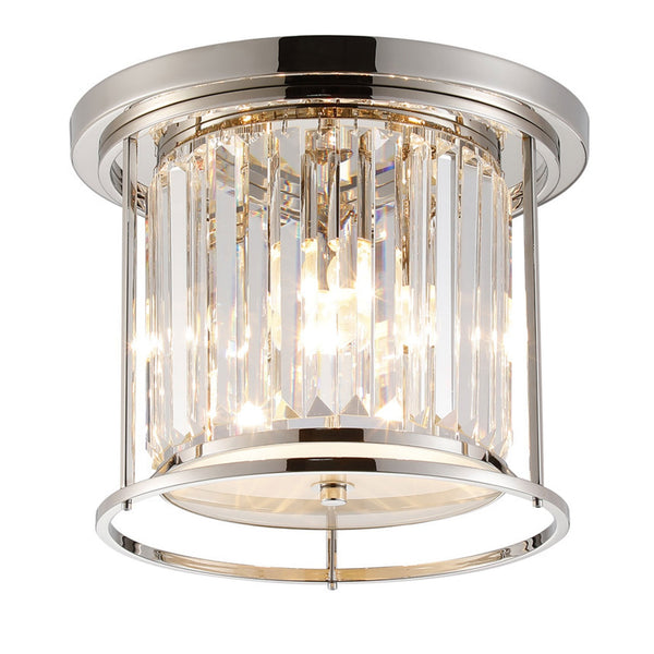 Torrington 3 Lamp 360mm Ceiling Light in Polished Nickel with Clear Crystals