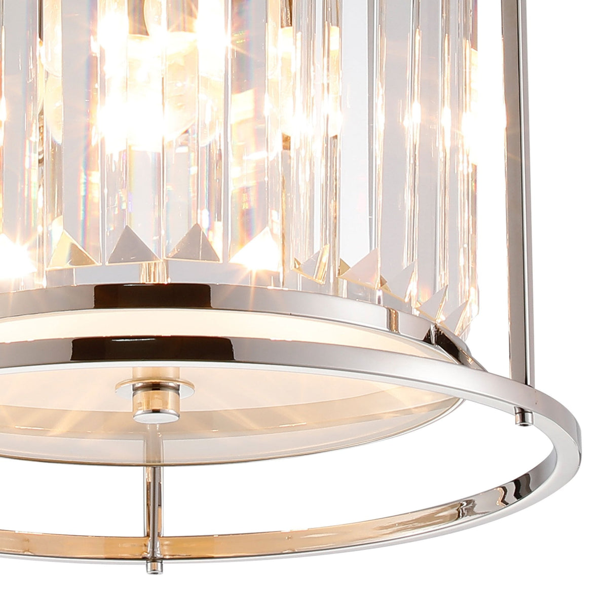 Torrington 3 Lamp 360mm Ceiling Light in Polished Nickel with Clear Crystals