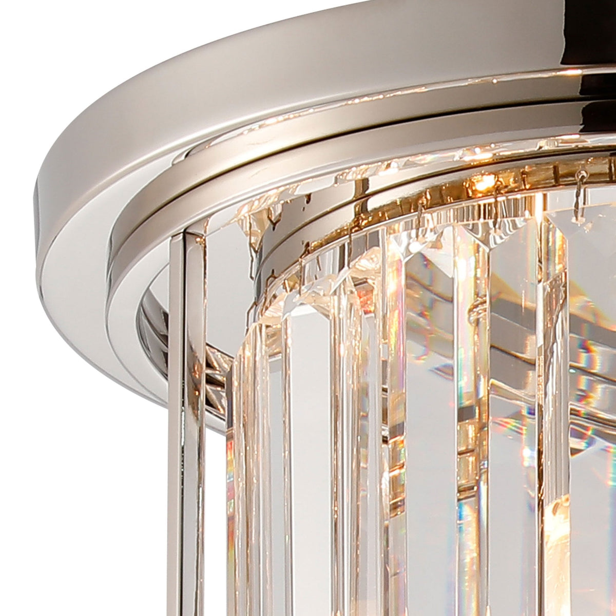Torrington 3 Lamp 360mm Ceiling Light in Polished Nickel with Clear Crystals