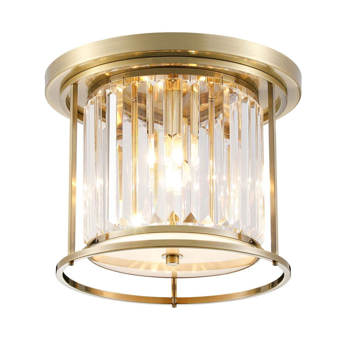 Torrington 3 Lamp 360mm Ceiling Light in Antique Brass with Clear Crystals