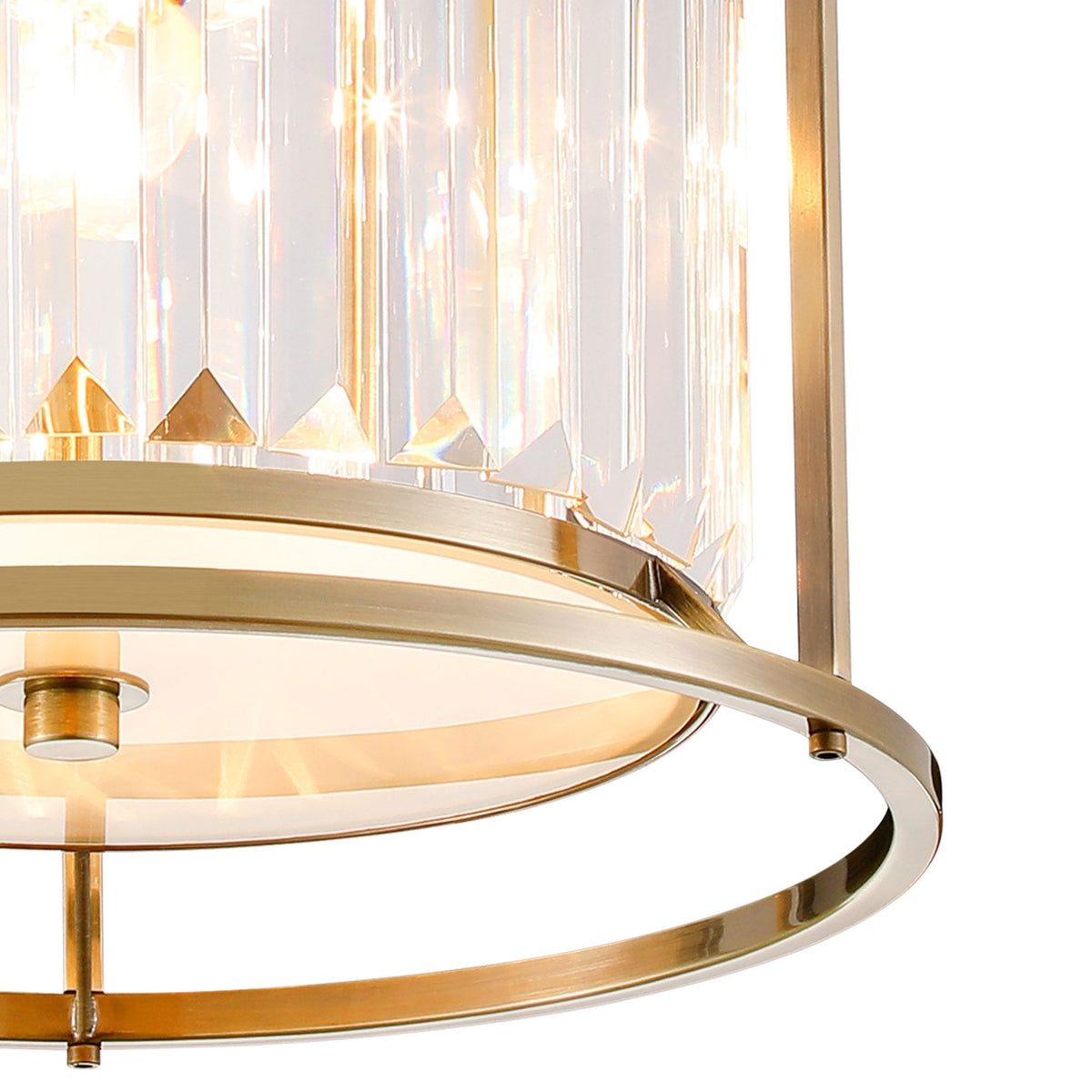 Torrington 3 Lamp 360mm Ceiling Light in Antique Brass with Clear Crystals