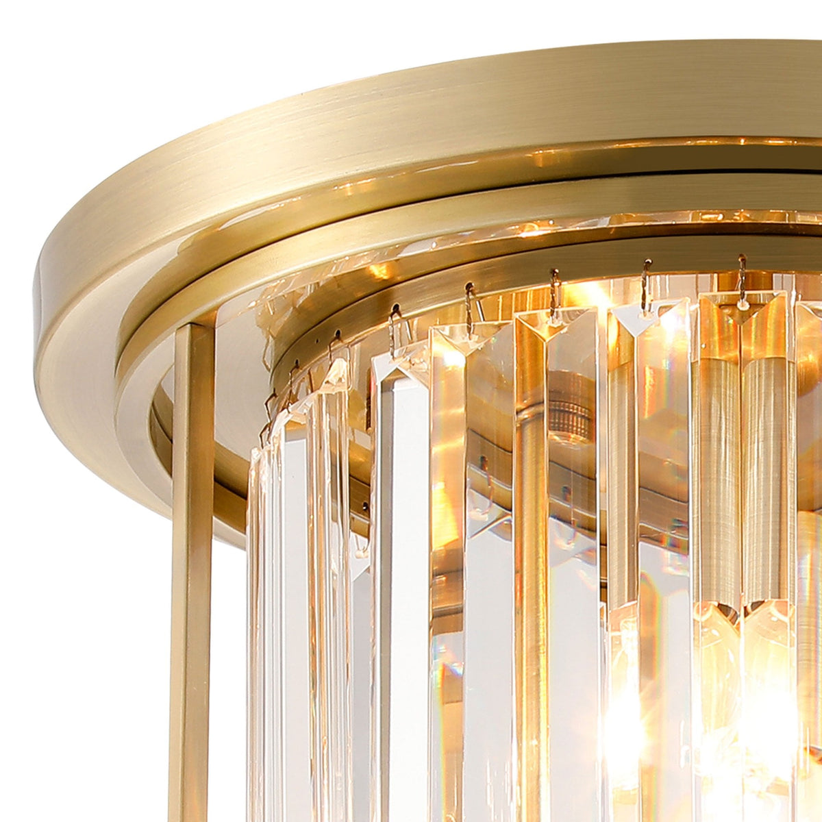 Torrington 3 Lamp 360mm Ceiling Light in Antique Brass with Clear Crystals