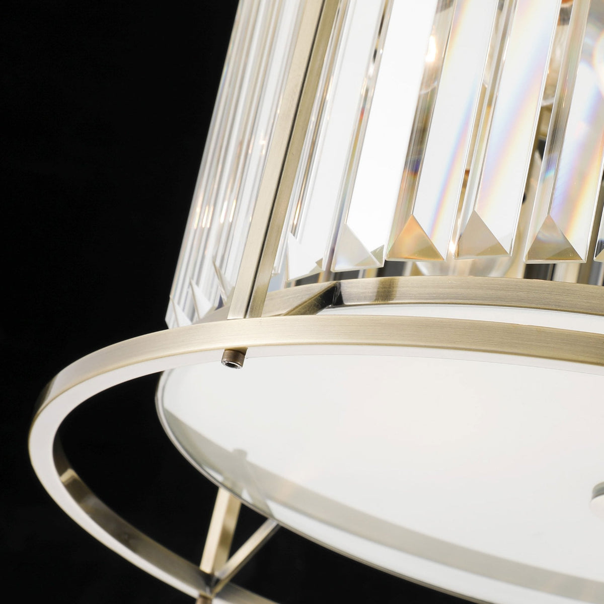 Torrington 3 Lamp 360mm Ceiling Light in Antique Brass with Clear Crystals