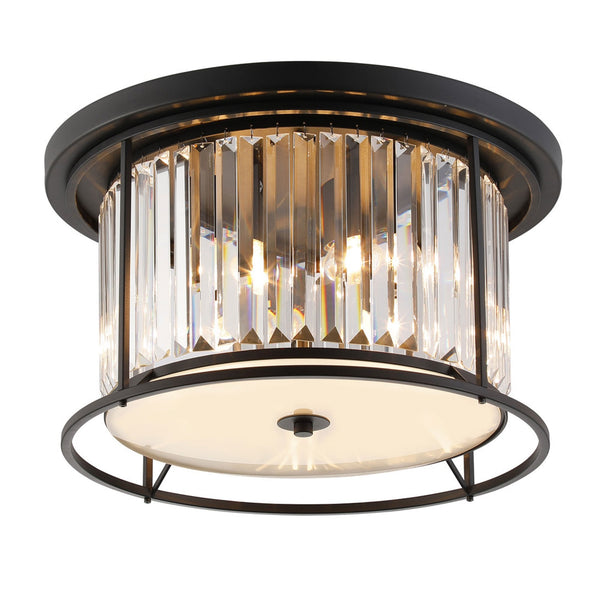 Torrington 4 Lamp 500mm Ceiling Light in Satin Black with Clear Crystals