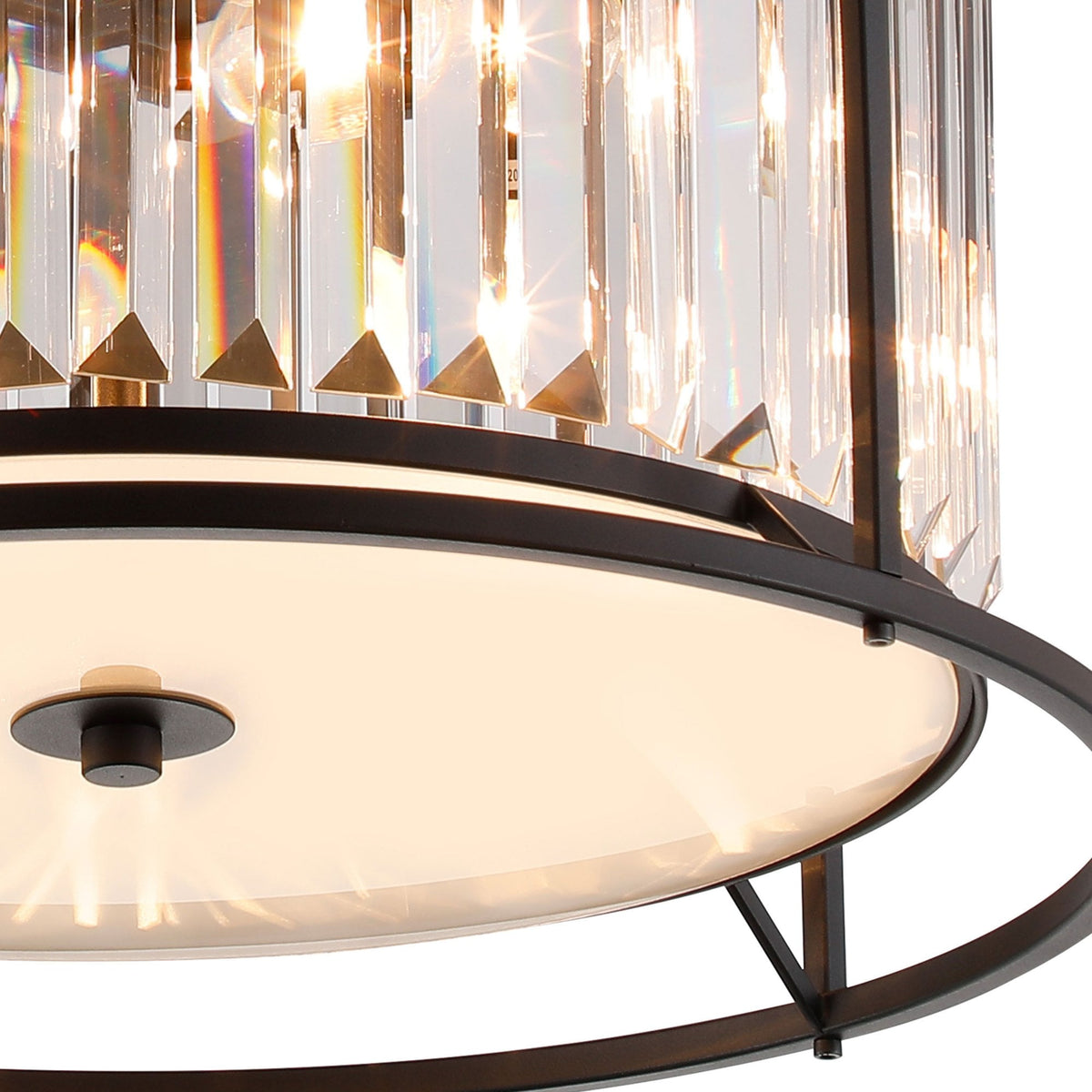 Torrington 4 Lamp 500mm Ceiling Light in Satin Black with Clear Crystals