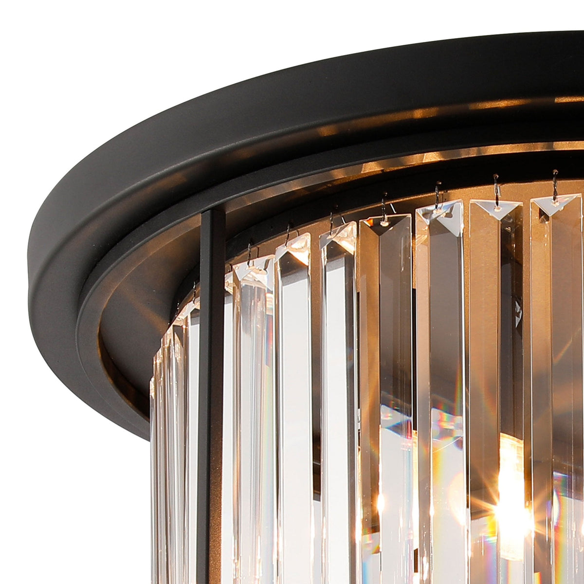 Torrington 4 Lamp 500mm Ceiling Light in Satin Black with Clear Crystals