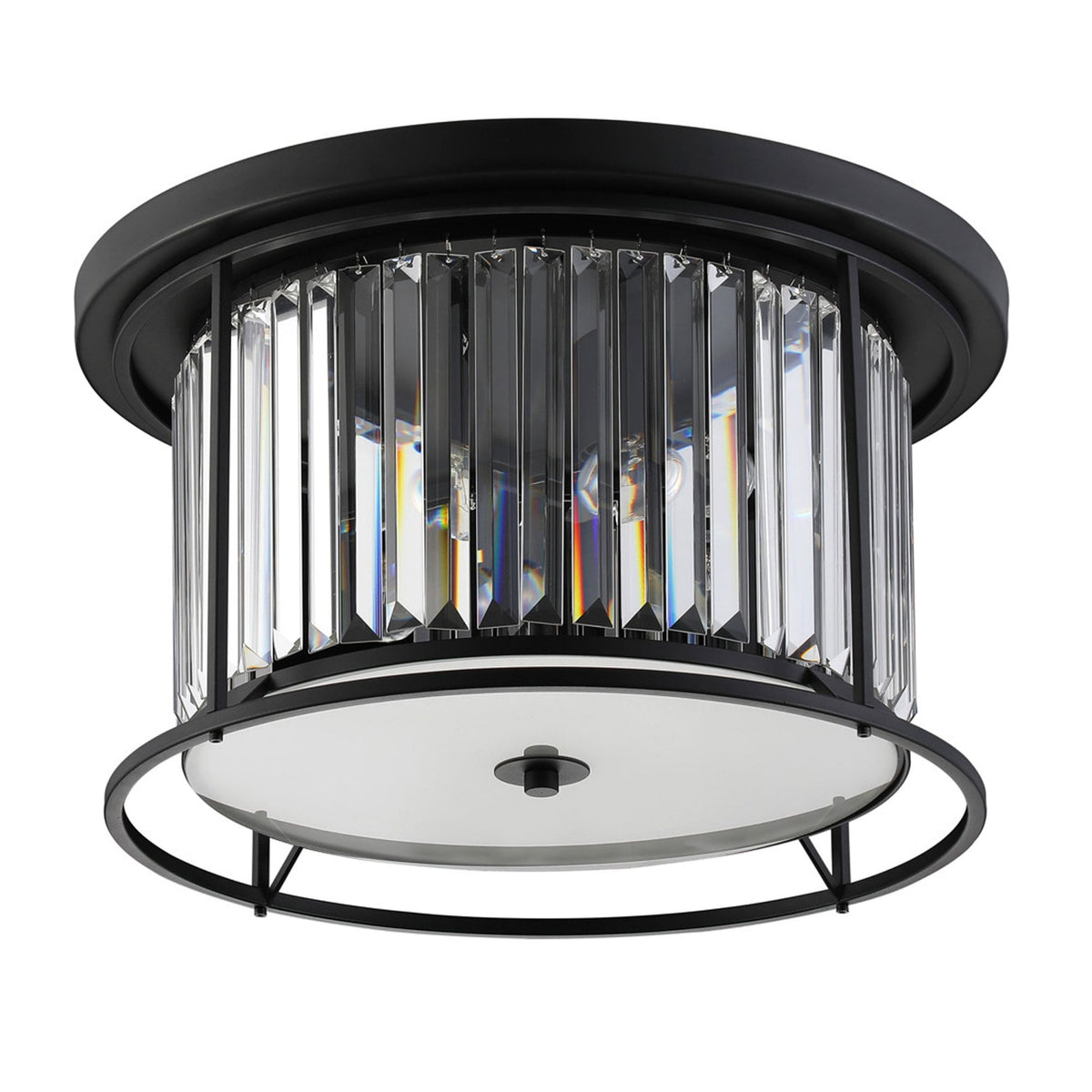 Torrington 4 Lamp 500mm Ceiling Light in Satin Black with Clear Crystals