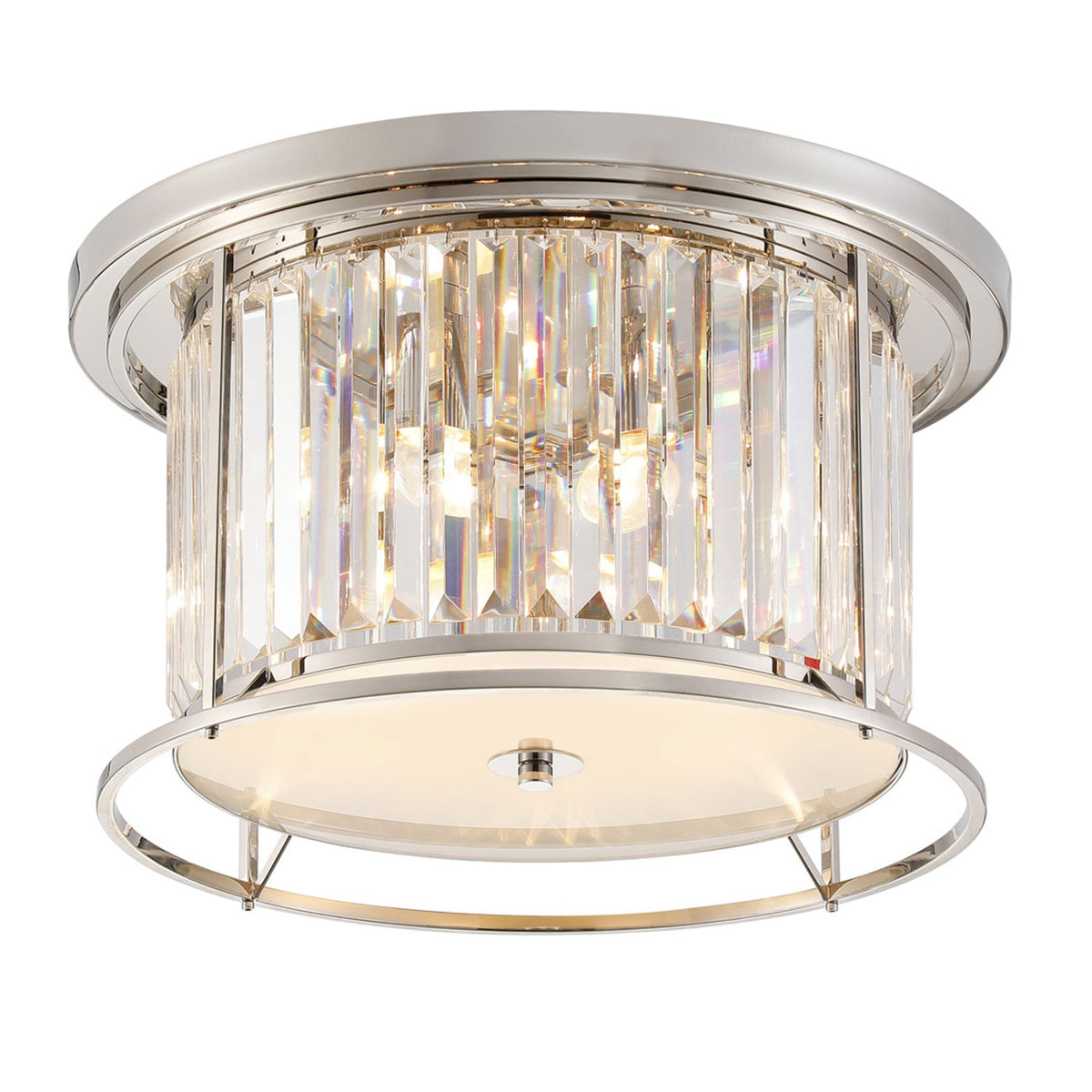 Torrington 4 Lamp 500mm Ceiling Light in Polished Nickel with Clear Crystals