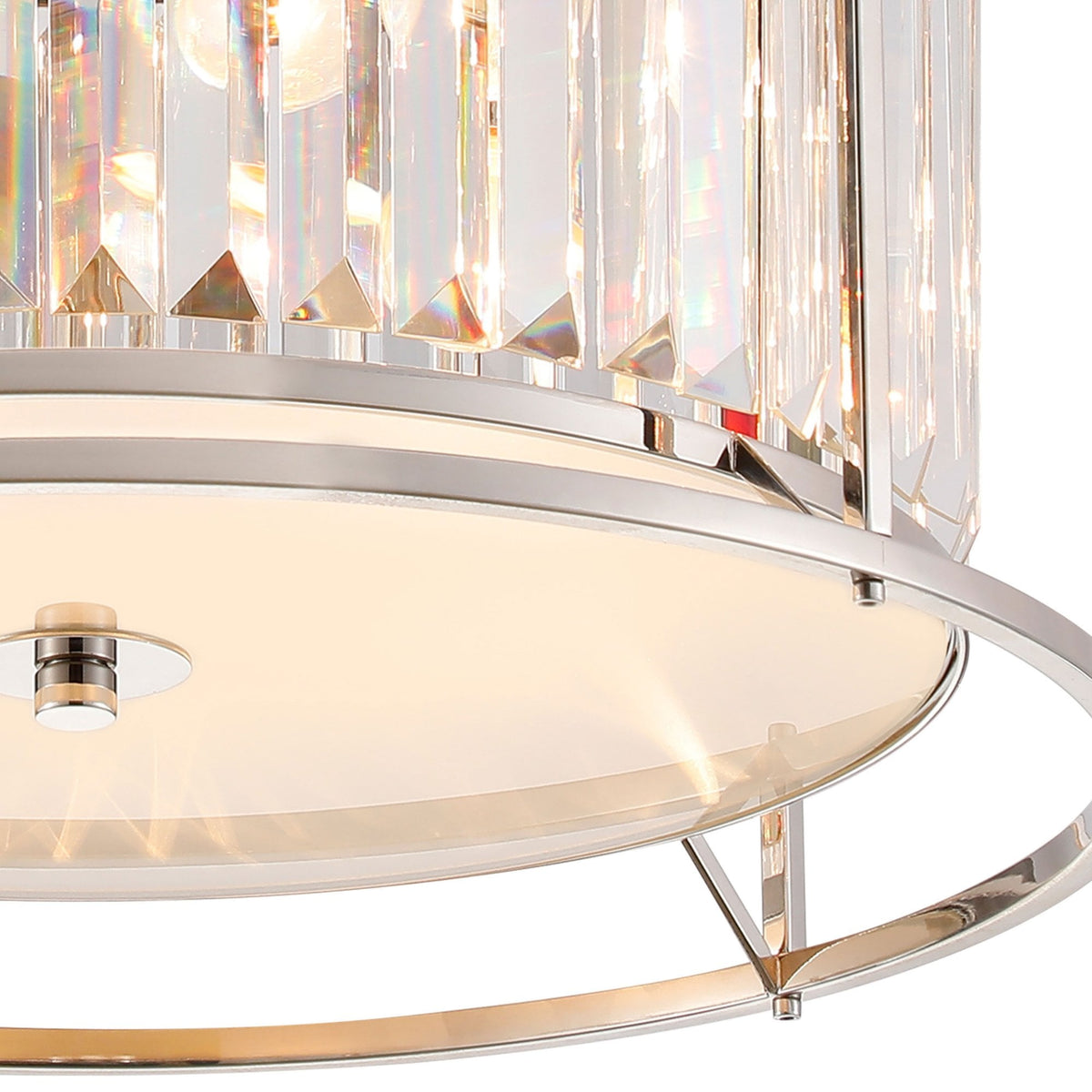 Torrington 4 Lamp 500mm Ceiling Light in Polished Nickel with Clear Crystals