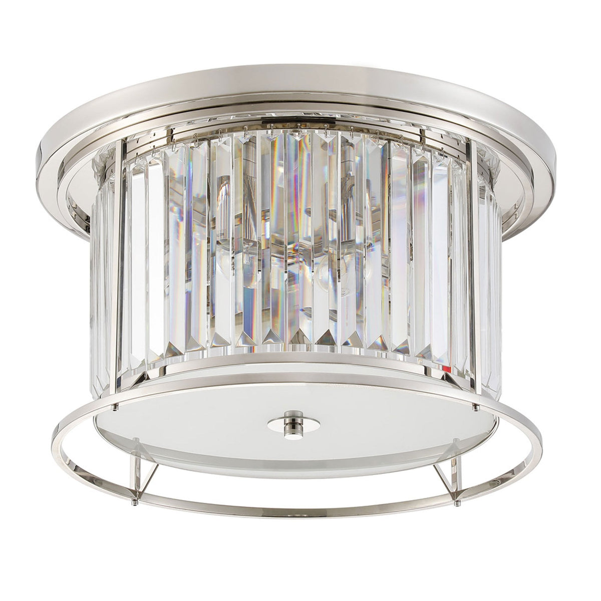 Torrington 4 Lamp 500mm Ceiling Light in Polished Nickel with Clear Crystals
