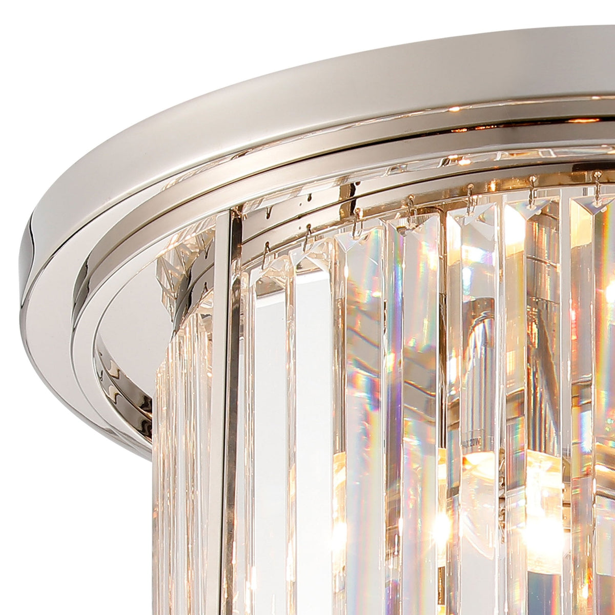 Torrington 4 Lamp 500mm Ceiling Light in Polished Nickel with Clear Crystals