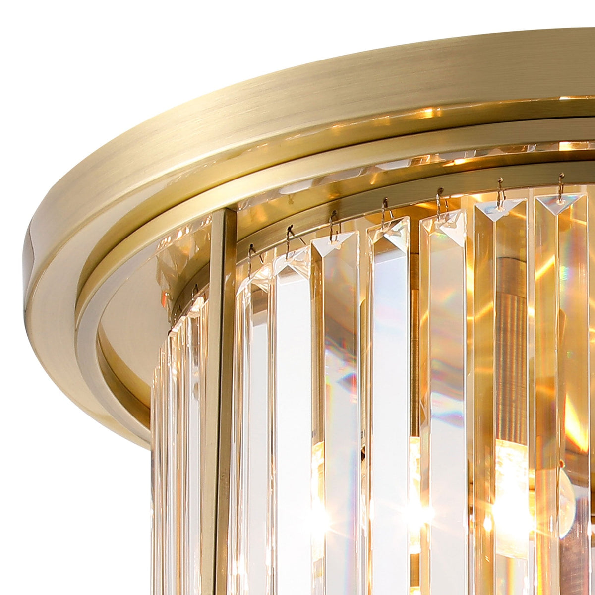 Torrington 4 Lamp 500mm Ceiling Light in Antique Brass with Clear Crystals