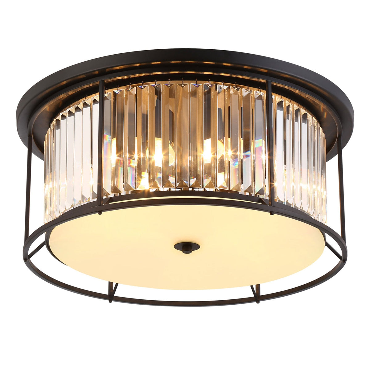Torrington 6 Lamp 650mm Ceiling Light in Satin Black with Clear Crystals