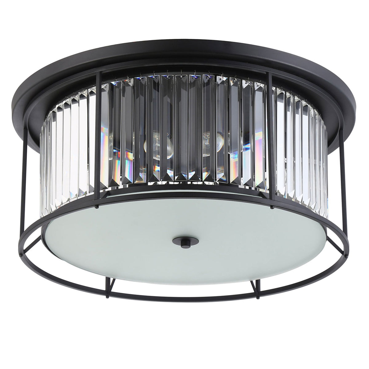 Torrington 6 Lamp 650mm Ceiling Light in Satin Black with Clear Crystals
