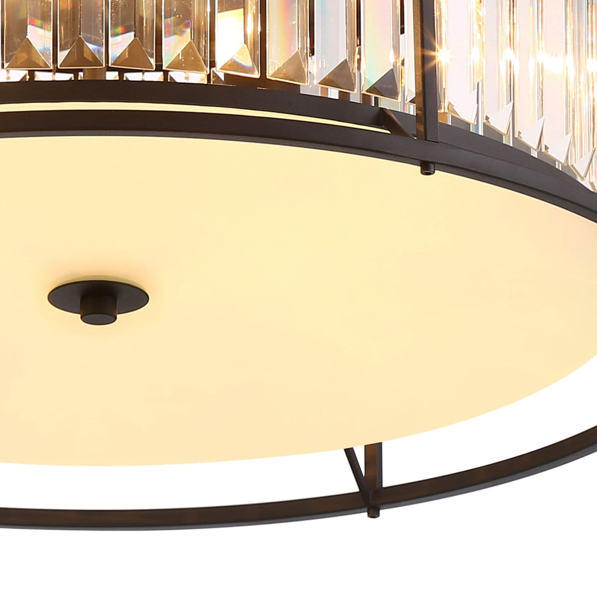 Torrington 6 Lamp 650mm Ceiling Light in Satin Black with Clear Crystals