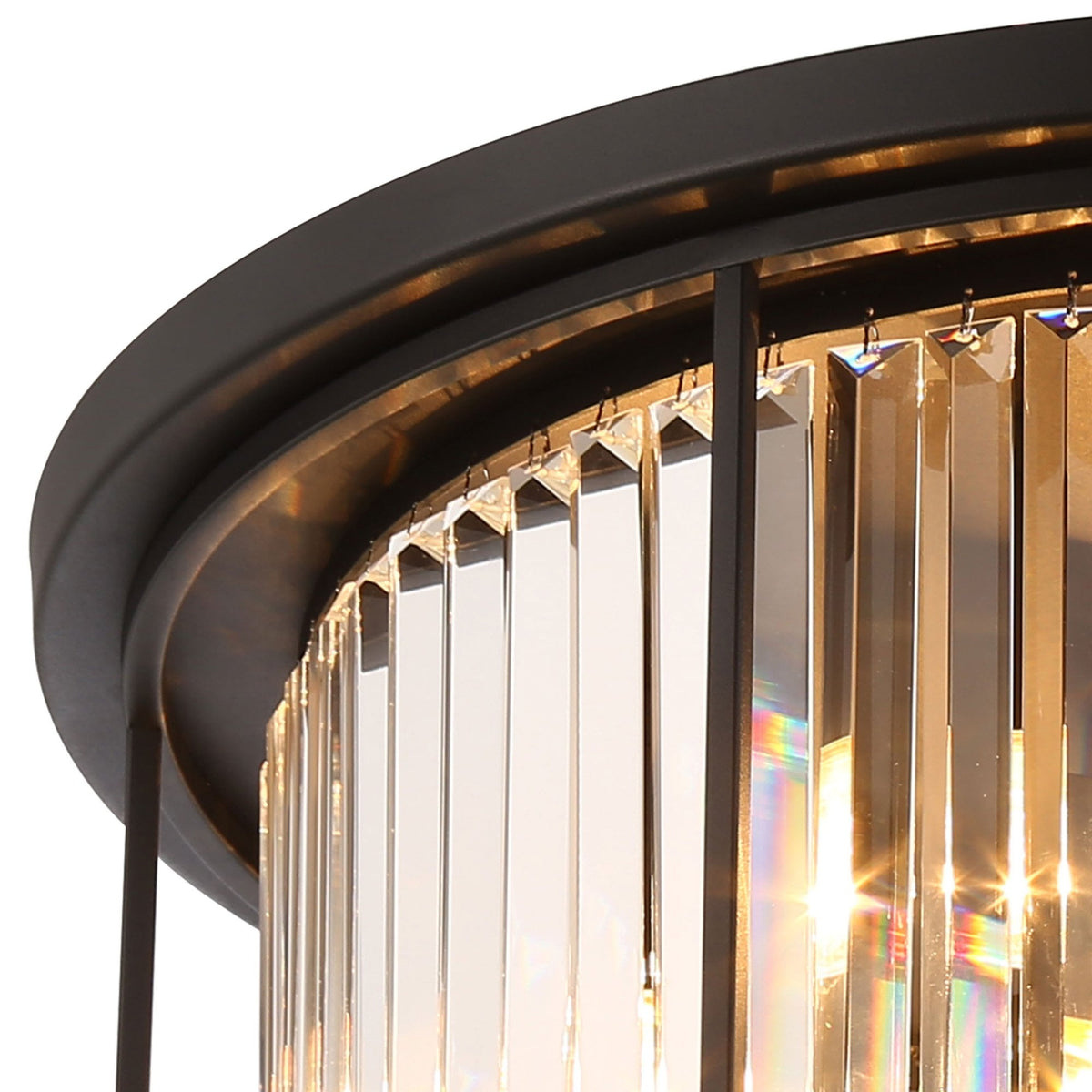 Torrington 6 Lamp 650mm Ceiling Light in Satin Black with Clear Crystals